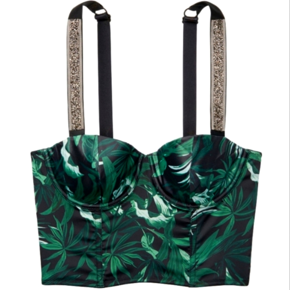 Victoria's Secret Green and Black Bra with Adjustable Straps 34B